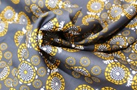 Eyes of the World Grey-Yellow cotton sateen (width 279 cm)
