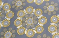 Eyes of the World Grey-Yellow cotton sateen (width 279 cm) 