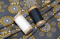 Eyes of the World Grey-Yellow cotton sateen (width 279 cm) 
